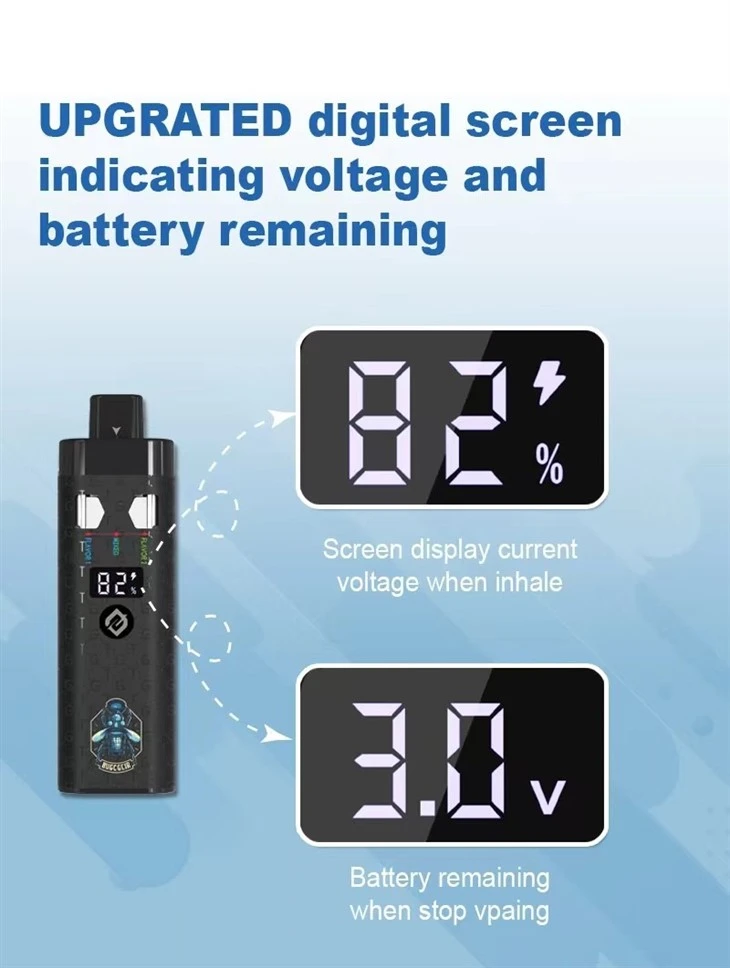 Slim 1ml/2ml Disposable Vape Pen With LED Screen For Delta8/CBD/THC/Thick Oil, Voltage And Battery Remaining